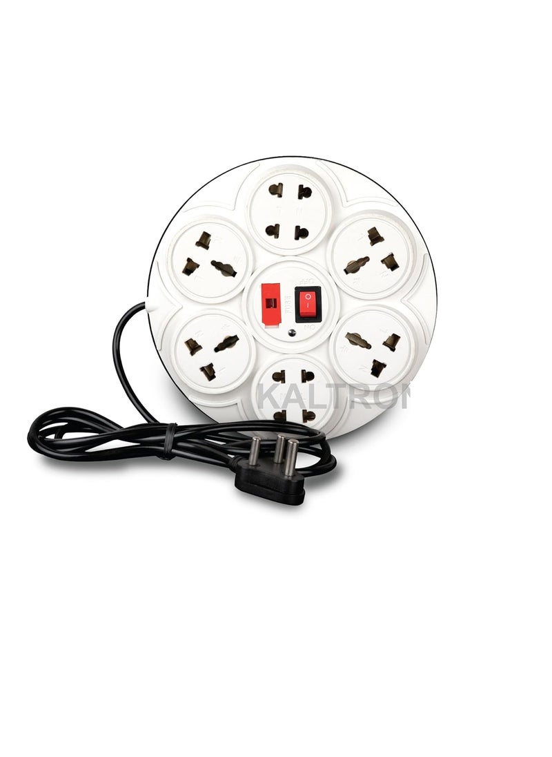 Kaltron Kaltron ABS Plastic 8 Socket Round Extension Board Copper Rubber Wire Pack of 2 White 2 Meter  - Image 2
