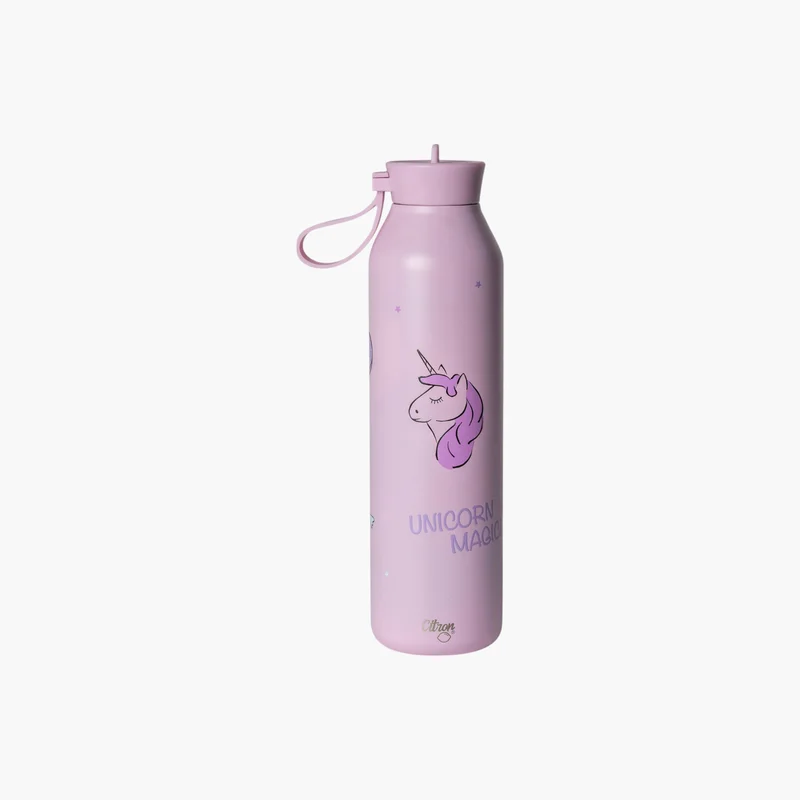 Citron Unicorn Print Insulated Water Bottle - 750 ml for Kids