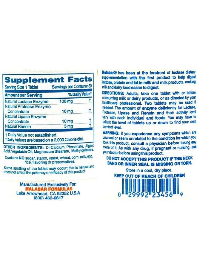 Malabar Complete Milk Digestant - 30 Tablets - Image 2