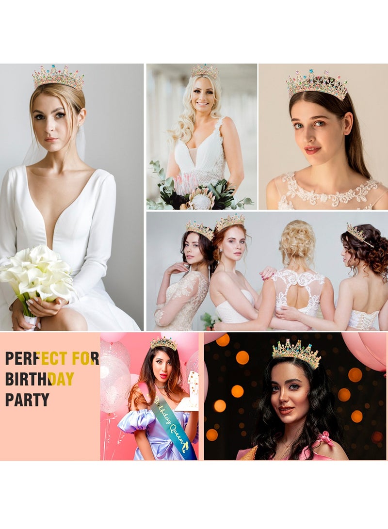 Zikra Birthday Tiara and Crown for Women Rhinestone Tiara and Sash Happy Birthday Hair Accessories Glitter Princess Sashes Crystal Crown for Girls - Image 3