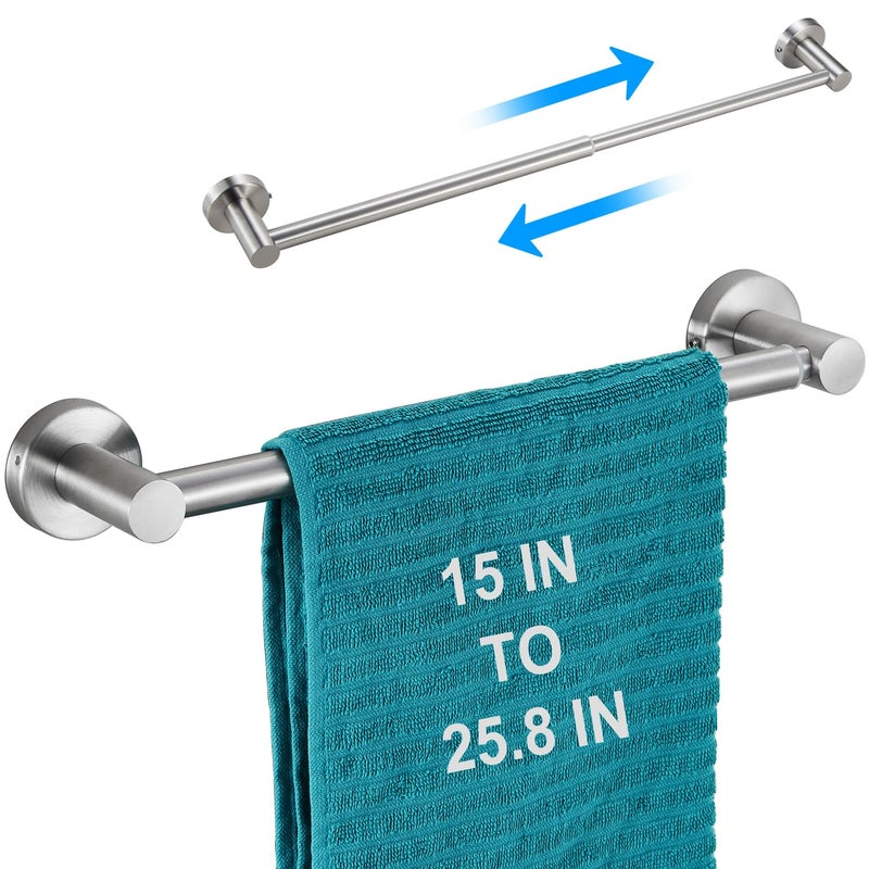 DECLUTTR Bathroom Towel Bar, 15-25.8In Adjustable Towel Racks for Bathroom, Stainless Steel Towel Holder Wall Mounted, - Image 1