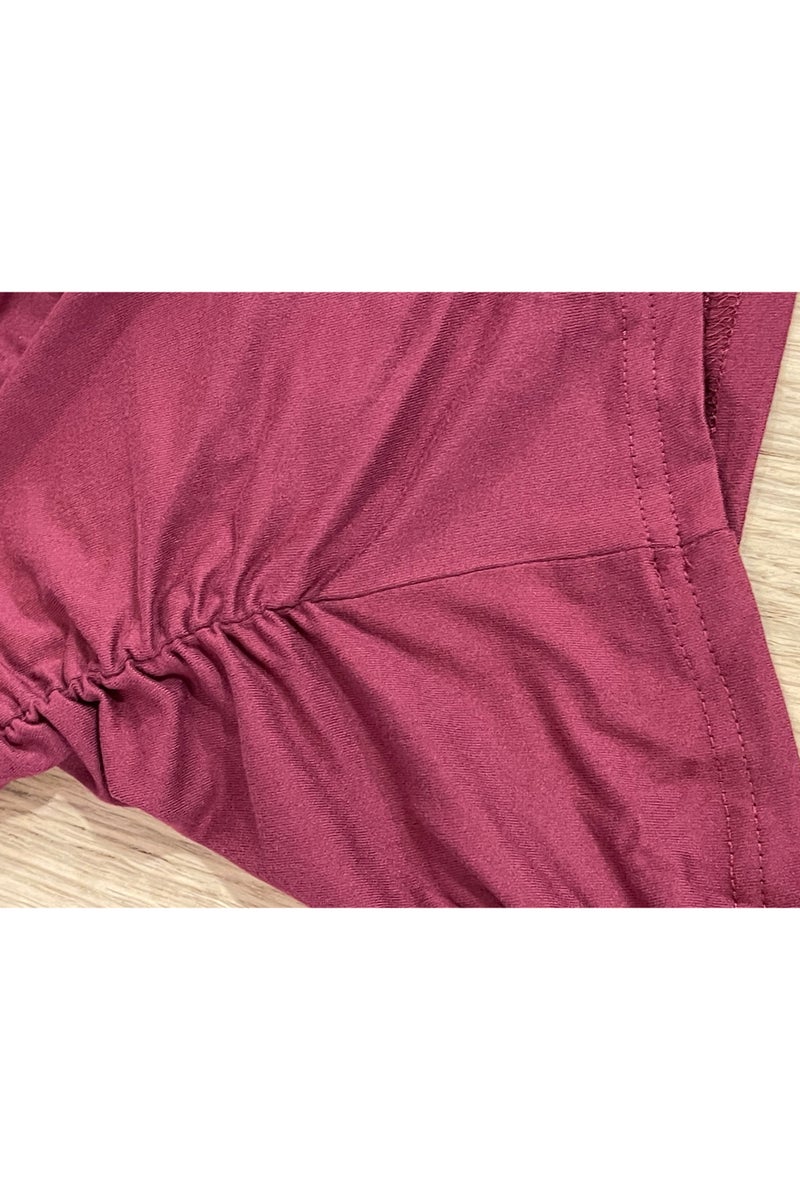 SOLOBUY Pyjamas Set Jersy Women's Long-Sleeved, Elastic Waist, Collar Round, Pants, Color Red - Image 5