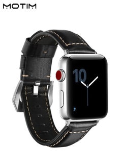 Motim Leather Apple Watch Band 38mm 40mm 41mm S/M, Genuine Leather Wristband Replacement Strap for iWatch Ultra SE Series 10/9/8/7/6/5/4/3/2/1/Ultra 2  - Image 3