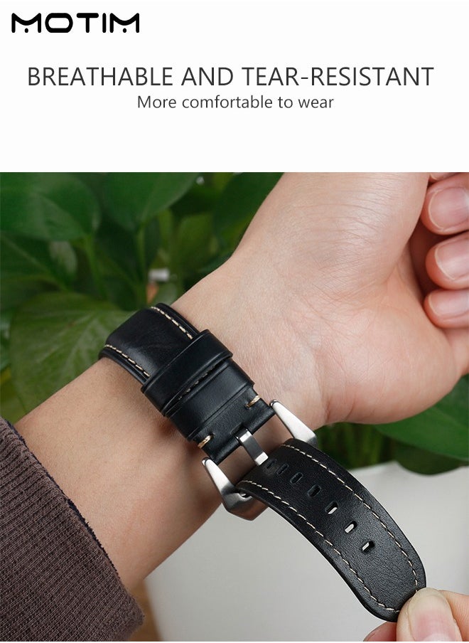 Motim - Leather Apple Watch Band 38mm 40mm 41mm S/M, Genuine Leather Wristband Replacement Strap for iWatch Ultra SE Series 10/9/8/7/6/5/4/3/2/1/Ultra 2 - Image 1
