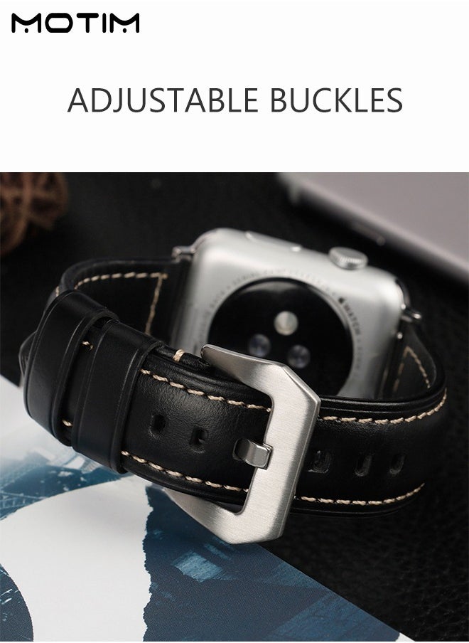 Motim - Leather Apple Watch Band 38mm 40mm 41mm S/M, Genuine Leather Wristband Replacement Strap for iWatch Ultra SE Series 10/9/8/7/6/5/4/3/2/1/Ultra 2 - Image 1