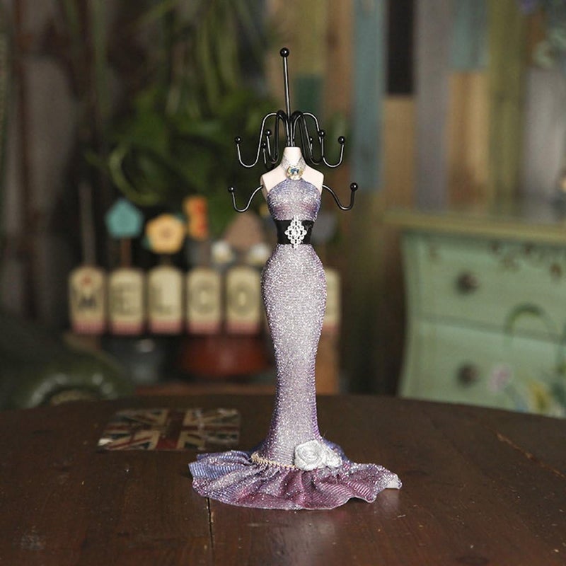 klarako Mannequin Purple Dress Lady Figure Jewelry Display Stand Necklace Ring Holder - Image 1