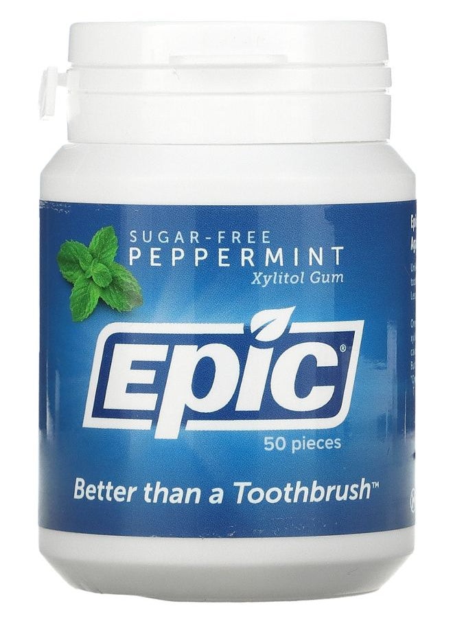 Epic Dental Xylitol Gum Sugar Free Peppermint 50 Pieces 