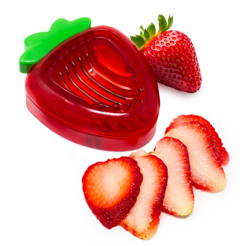 Joie Strawberry Slicer, Perfectly Even Fruit Cutter Tool, Ideal for Cakes, Pies and Garnishes, Cute Berry Shaped Kitchen Gadget, Stainless Steel, BPA-Free - Image 1