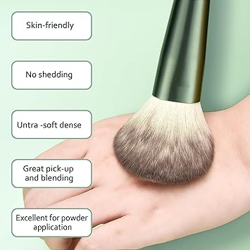 HEYMKGO Makeup Brushes 11pcs Premium Synthetic Bristles Green Color Kabuki Foundation Brush Face Lip Eye Makeup Brush Sets Professional with Gift Box - Image 5