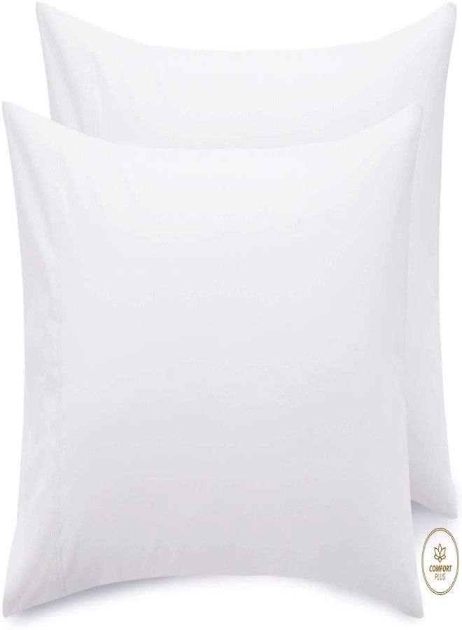 Comfort Plus 1800 Premium Microfiber pillowcases White Queen Pillow Cases Set Of 2 - Image 1