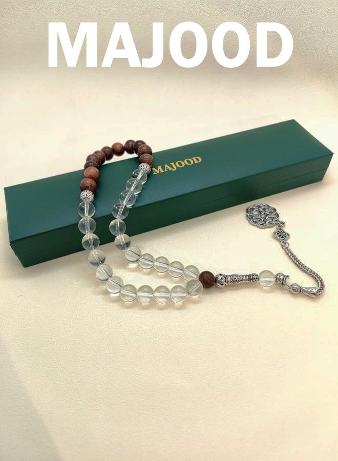 MAJOOD Original Design/33 Rosewood And Crystal Prayer Beads /Tasbih/10mm - Image 3