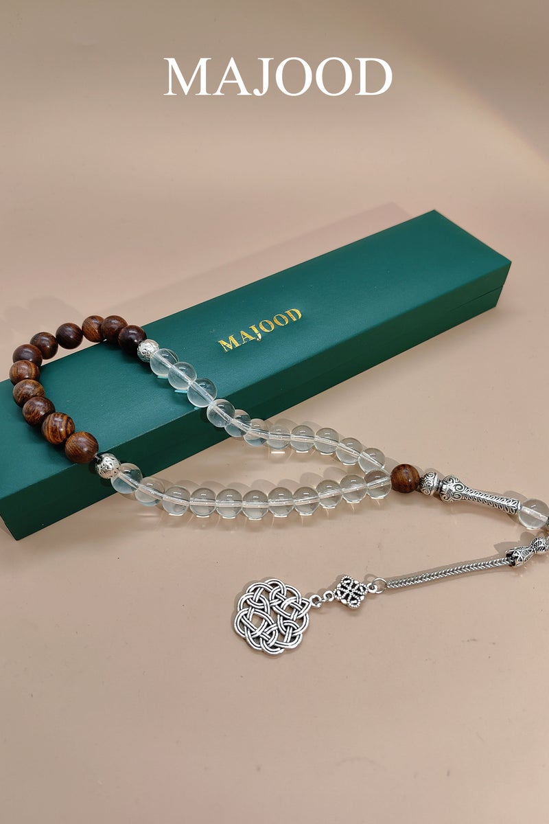 MAJOOD Original Design/33 Rosewood And Crystal Prayer Beads /Tasbih/10mm - Image 1