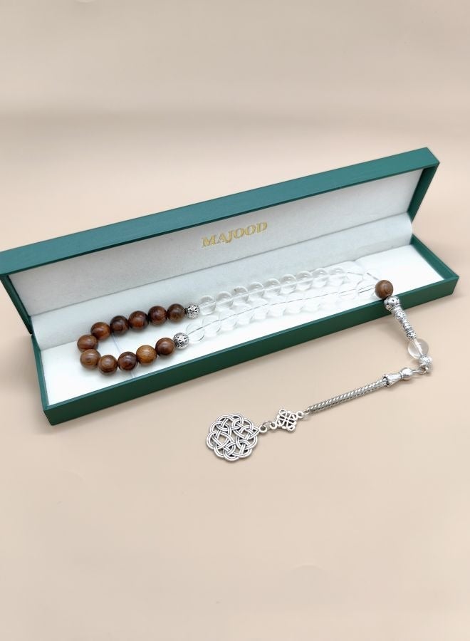 موجود التصميم الأصلي/33 خرزة صلاة من خشب الورد والكريستال/تسبيح/10 ملم - Image 5