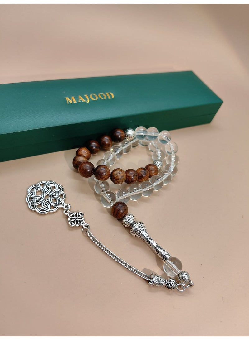 موجود التصميم الأصلي/33 خرزة صلاة من خشب الورد والكريستال/تسبيح/10 ملم - Image 3