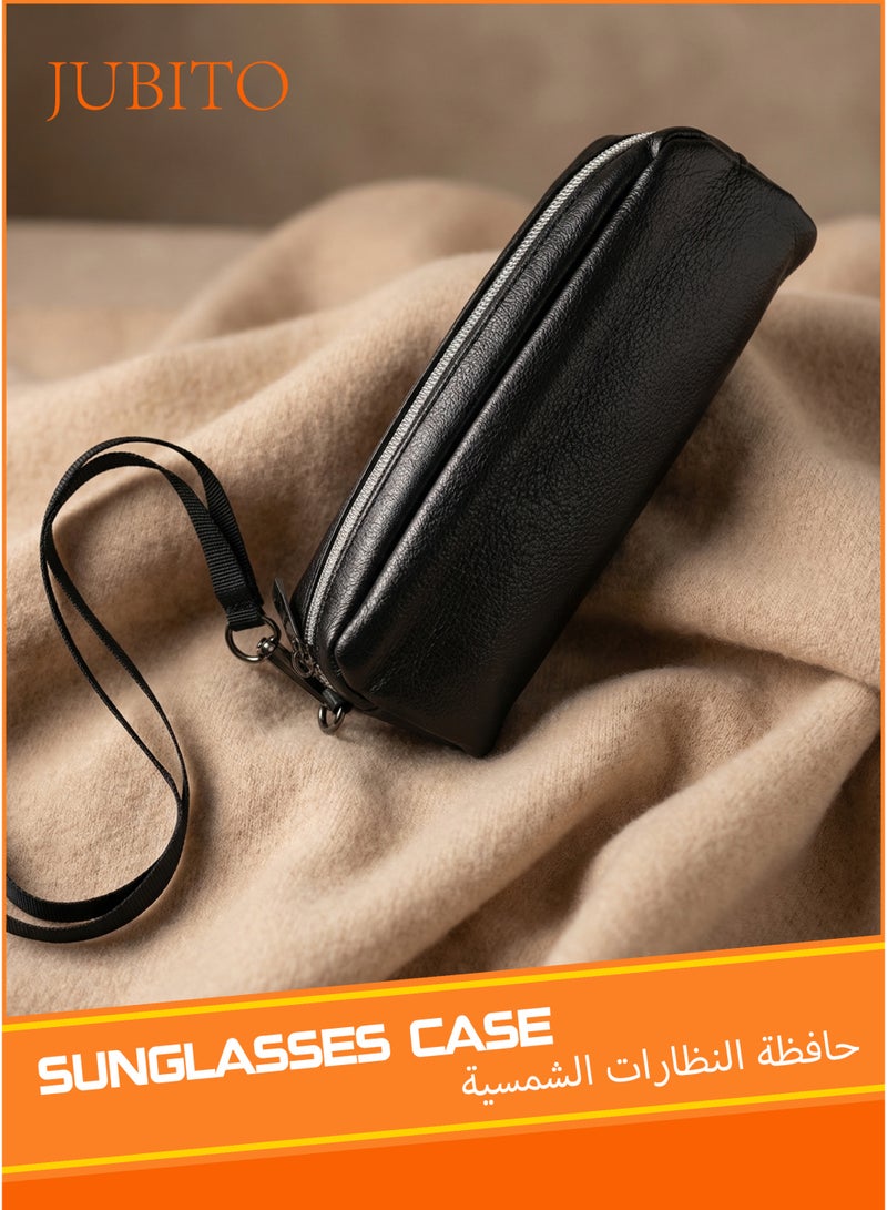 JUBITO sunglasses case, simple lanyard-style sunglasses bag, black soft sunglasses storage bag, suitable for both women and men - Image 1
