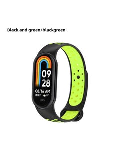 Suitable For Mi Bracelet 8 Strap Smart Watch Replacement Wrist Strap Silicone Sports Breathable Mi Bracelet 8 Nike-Color:Black And Green