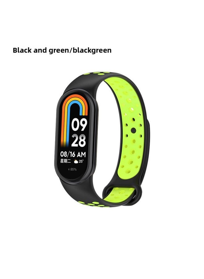 Generic - Suitable For Mi Bracelet 8 Strap Smart Watch Replacement Wrist Strap Silicone Sports Breathable Mi Bracelet 8 Nike-Color:Black And Green - Image 1