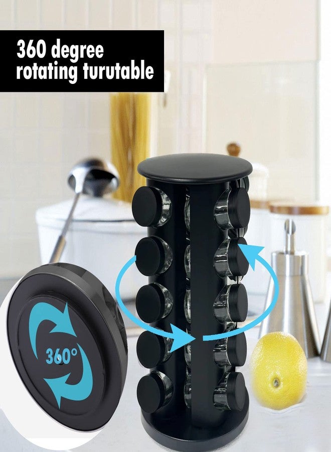 KALINCO Rotating Spice Rack Organizer, Revolving Spice Rack for Cabinet, Stainless Steel Spice Organizer with Jars(20-Jar) Black - Image 2