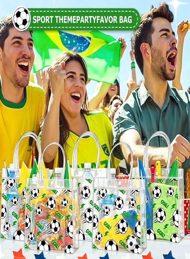 زينوبل، ٢٤ كيس هدايا شفاف من مادة PVC بتصميم كأس العالم لكرة القدم، مزود بمقبض، مثالي لتوزيعات الوجبات الخفيفة والحلويات، وحفلات أعياد الميلاد، وحفلات استقبال المولود الجديد، وغيرها من المناسبات ذات الطابع الكروي. - Image 3