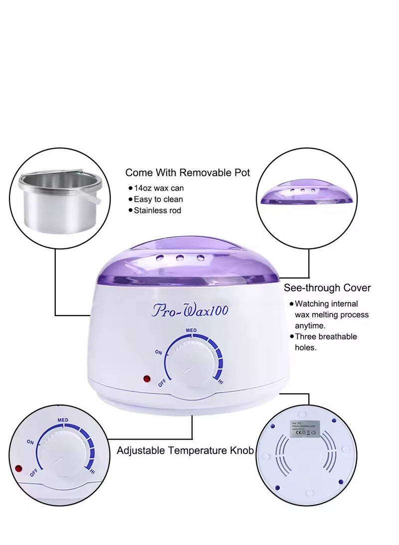 Pro Wax 100 Wax Heater Rapid Heating Adjustable Temperature Easy To Clean Use on the Whole Body Wax Melting Heater Furnace Epilator Hair Removal Hot Warmer Kit (Black) - Image 5