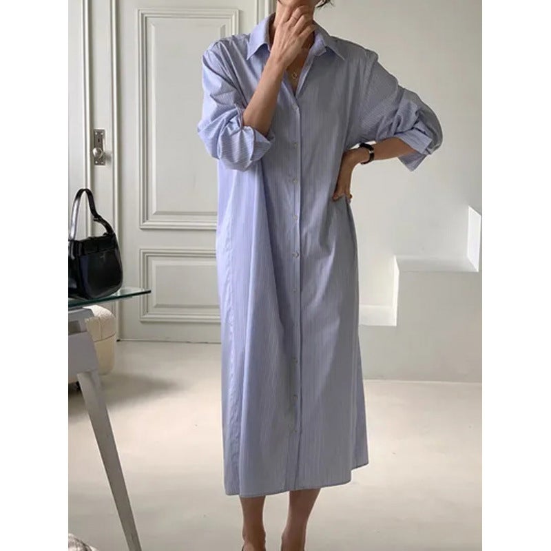 Size Updated South Korea French Temperament Apron Sense Striped Dress Two-Piece Set - Image 5