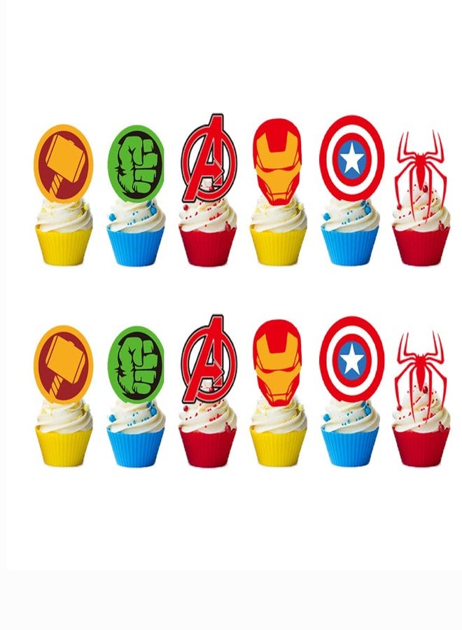 Losede 24PCS Cartoon Cake Toppers Cupcake Toppers Cake Decorations Birthday Party Supplies Decorations (Style 4) - Image 1