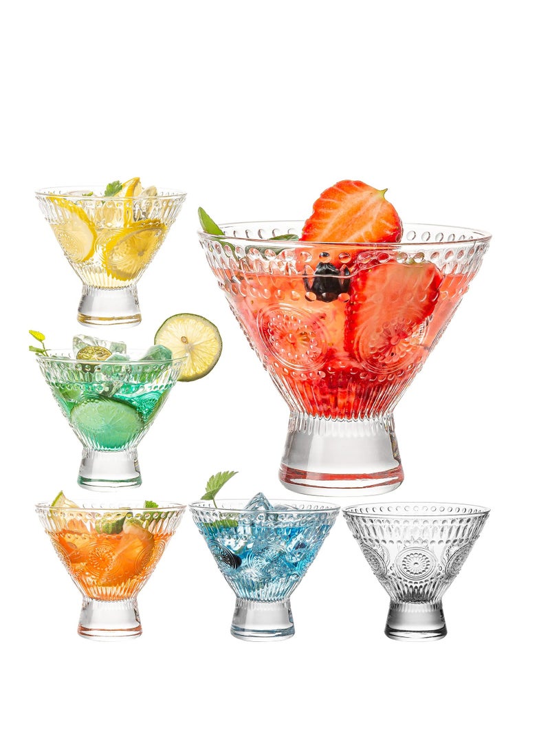 SYOSI Stemless Martini Glasses, 3 Pcs Vintage Cocktail Glasses, Martini Glassware, Elegant Stemless Glassware, Crystal Margarita Glasses, for Dringking Ideal Gift  - Image 1