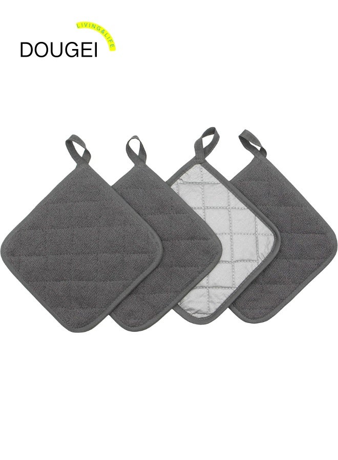 DOUGEI 4Pcs Heat Resistant Pot Holders，Cotton Pot Holders Cotton Made Machine Washable Heat Resistant Everyday Kitchen Basic Terry Pot Holder, Hot Pads, Trivet for Cooking and Baking Set - Image 1