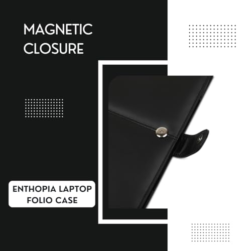 ENTHOPIA 13 to 14 Inches Folio Laptop Case Cover Vegan Leather Compatible for MacBook, Lenovo, Hp, Dell &Other Notebooks - Black - Image 5
