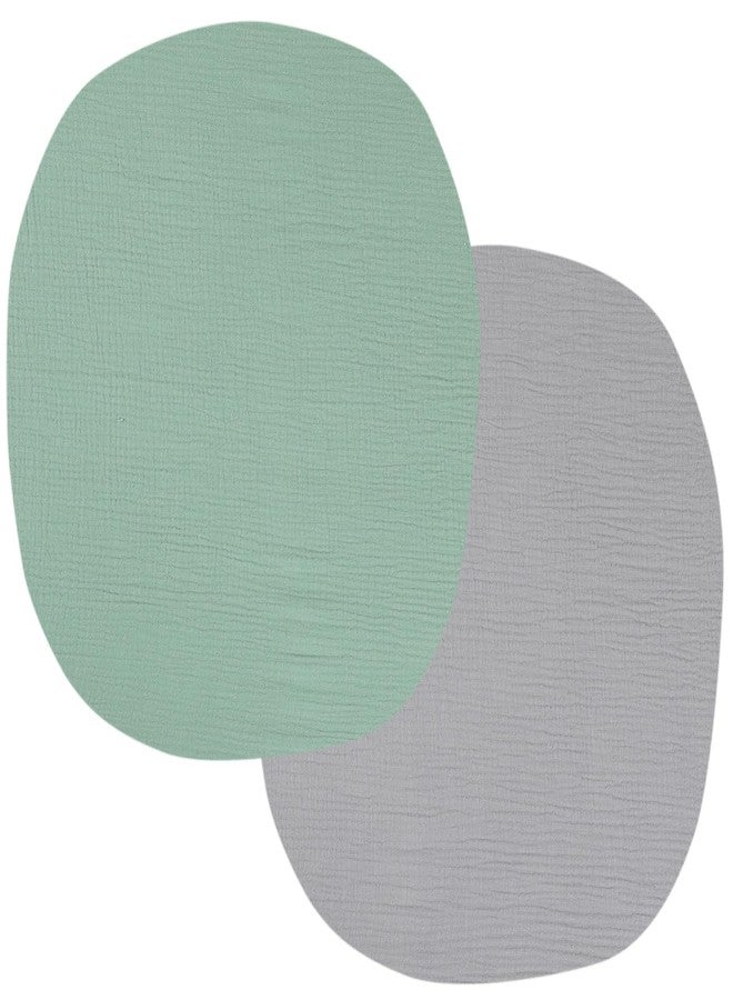 Onacosht Muslin Bassinet Sheets 24" x21" Compatible with Graco Pack ‘n-Play Dome LX Bassinet, Small Round Bassinet Sheets 2 Pack 100% Cotton Grey and Green - Image 1