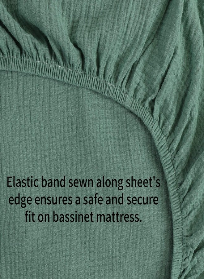 Onacosht Muslin Bassinet Sheets 24" x21" Compatible with Graco Pack ‘n-Play Dome LX Bassinet, Small Round Bassinet Sheets 2 Pack 100% Cotton Grey and Green - Image 4