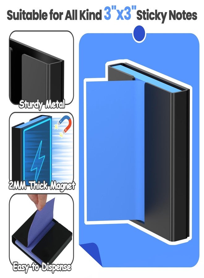 Alytree Sticky Note Dispenser, Magnetic Sticky Note Holder for Post It Notes, 3 x 3 Inch Sticky Note Organizer for Office Home Classroom, Black - Image 4