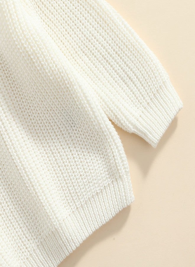 Muspeczenith Toddler Baby Girl Boy Knit Sweater Long Sleeve Pullover Oversized Sweatshirt Newborn Fall Winter Clothes White - Image 5