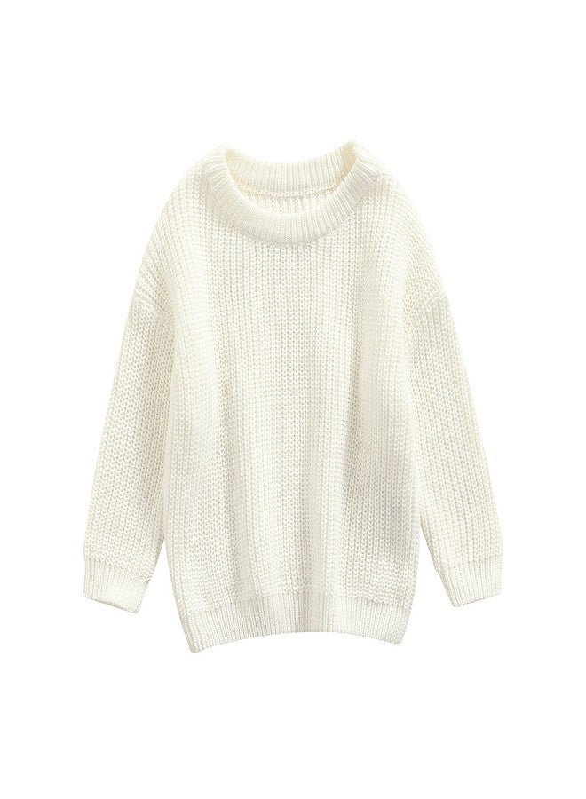 Muspeczenith Toddler Baby Girl Boy Knit Sweater Long Sleeve Pullover Oversized Sweatshirt Newborn Fall Winter Clothes White - Image 1