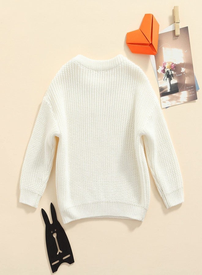 Muspeczenith Toddler Baby Girl Boy Knit Sweater Long Sleeve Pullover Oversized Sweatshirt Newborn Fall Winter Clothes White - Image 2