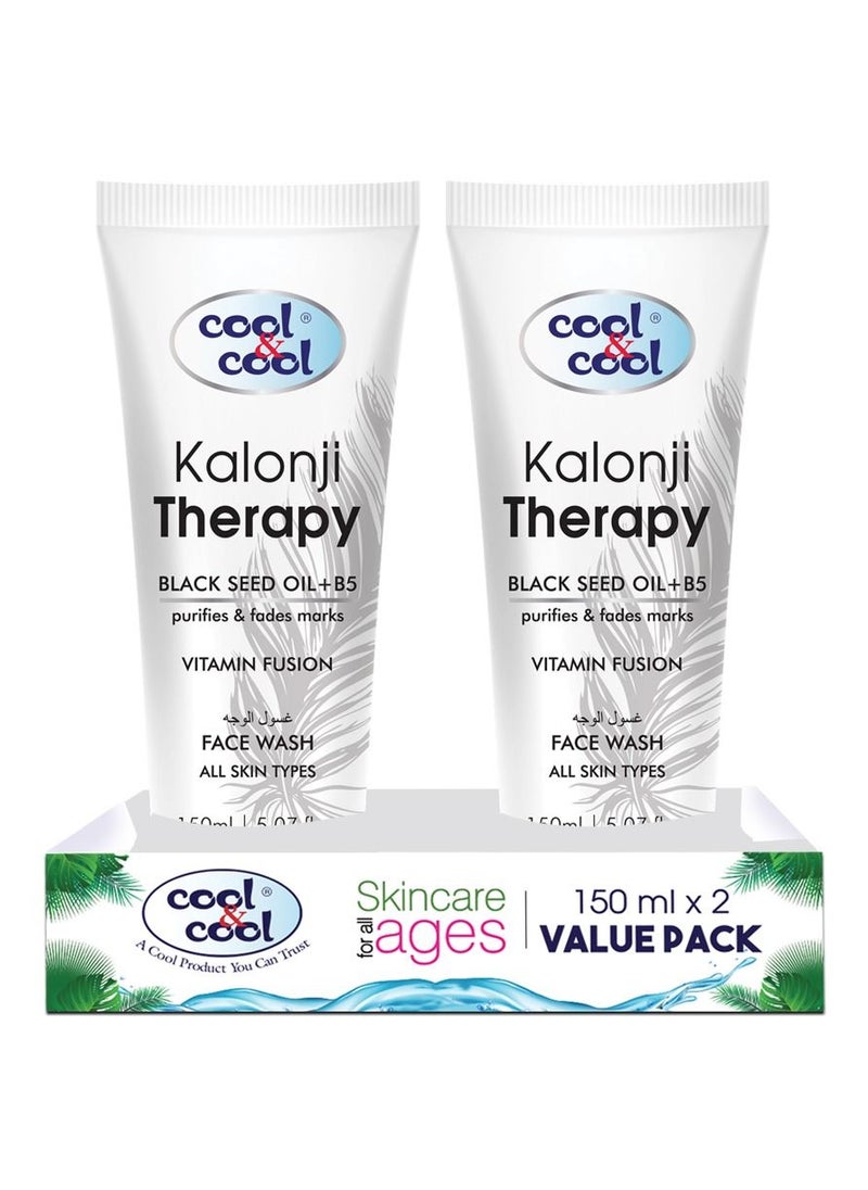 Cool & Cool - Cool & Cool Kalonji Therapy Face Wash 150 ML (Pack of 2) - Black Seed Oil + B5,Paraben Free, Purifies & Fades Marks, Vitamin Fusion for All Skin Types - Image 1