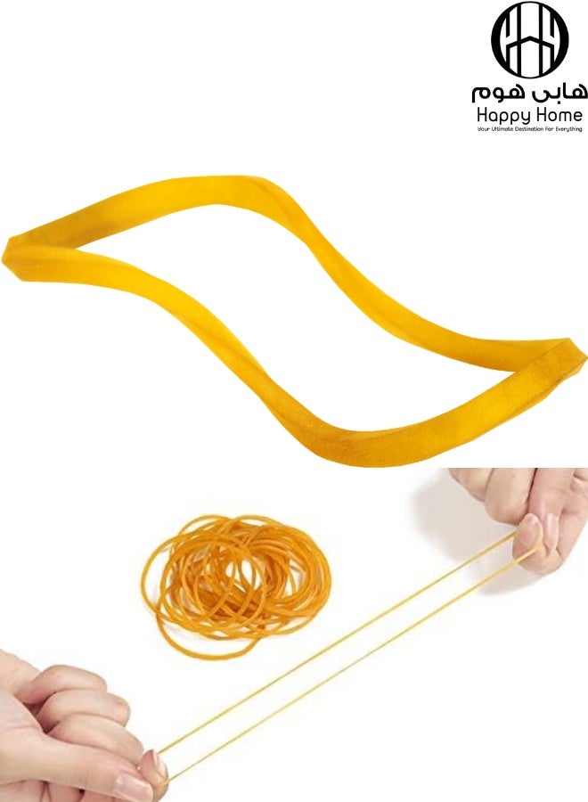 Happy Home Natural Rubber Bands 75 Pack Small Elastic Bands 25mm 1 Inch Yellow Strong Stretchy Office Rubber Bands for Home School Kitchen Organizing Money Bills Papers Cables Cords Hair Crafts Stationery Supplies Biodegradable Eco-Friendly Latex Rubber Band Set Bulk Multi-Purpose Binding Elastic Loop Bands - Image 1