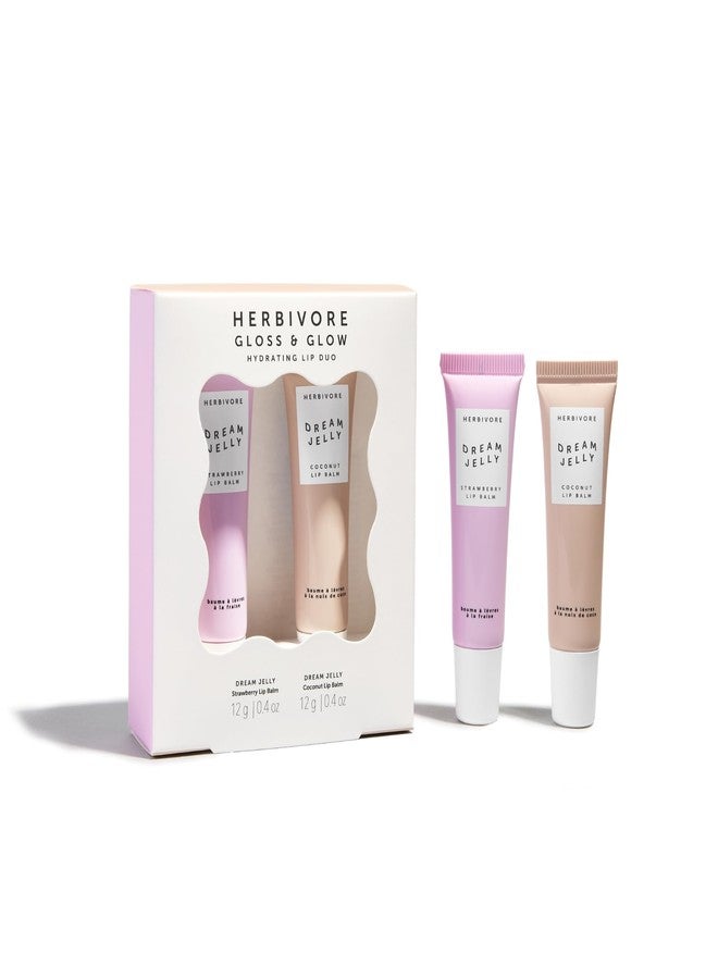 HERBIVORE Gloss & Glow Hydrating Lip Duo | For All Ages, Includes Dream Jelly Strawberry and Coconut Lip Balms - Plant-based, Vegan, Cruelty-Free - Image 1