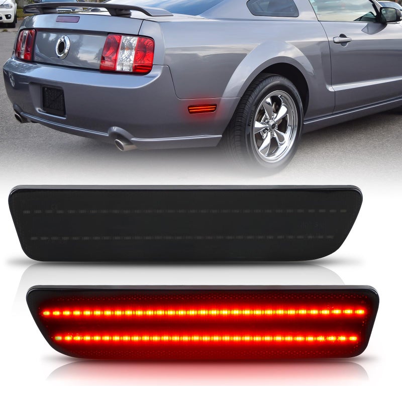 Bestview LED Rear Side Marker Lights for Ford Mustang 20052009 Dual Rows Red Rear Fender Bumper Side Marker Lamps Kit Assembly Smoked LensPack of 2
