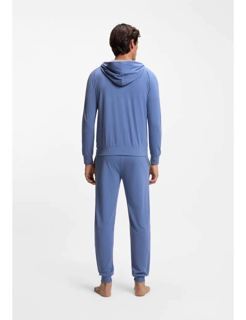 BOSS Stretch-cotton zip-up hoodie with contrast piping
