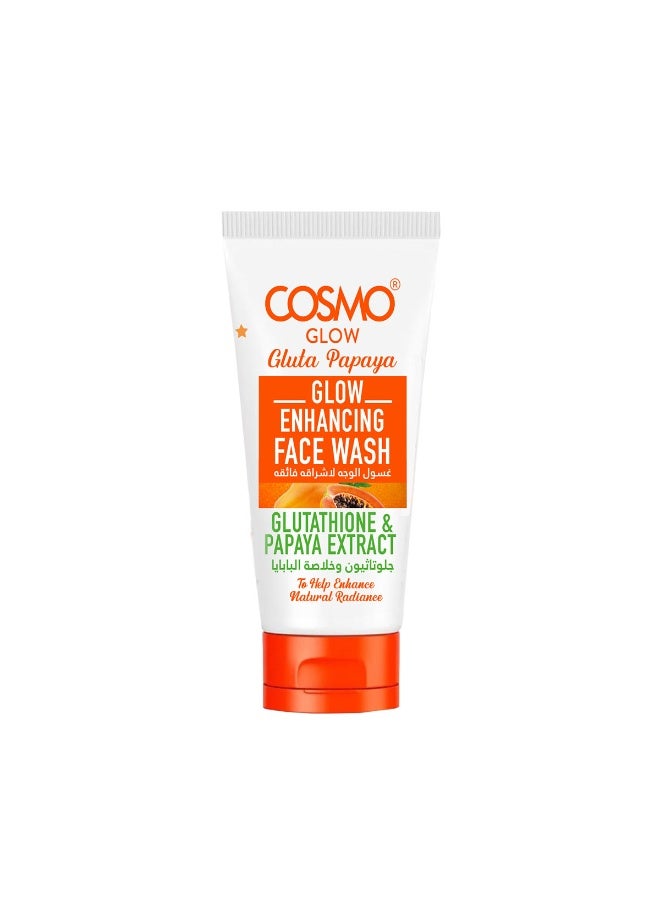 Cosmo Gluta Papaya Glow Enhancing Face Wash 125ml, Glutathione, Vitamin C & Papaya Extract, Helps To Nourish Your Skin
