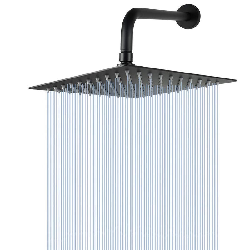 NearMoon Square Rain Shower Head With Extension Arm Large Stainless Steel Rainfall ShowerWaterfall Full Body Coverage 8 Inch Matte Black