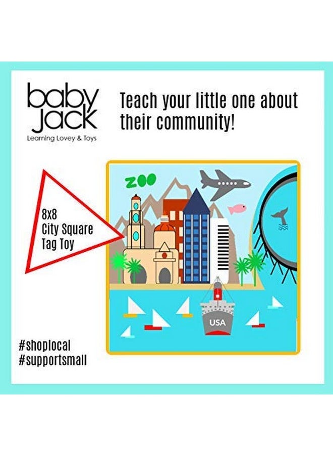 The Learning Lovey Baby Jack & Co 8X8” Learning Lovey San Diego California Tag Toys For Babies Baby Crinkle Toys Soft & Safe Learn Usa Cities And Shapes Ideal Baby Toy & Gift Bpa Free W/Stroller Clip  - Image 3