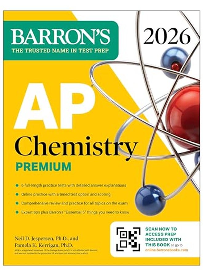 كتاب التحضير الممتاز لامتحان الكيمياء AP 2026 مع 6 اختبارات تدريبية مراجعة شاملة تدريب عبر الإنترنت