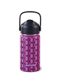 BLACKSTONE Vacuum Water Bottle 400ml - Double-Walled Stainless Steel Water Bottle for School Children with Silicone Suction Nozzle MNW40 Purple  - Image 1
