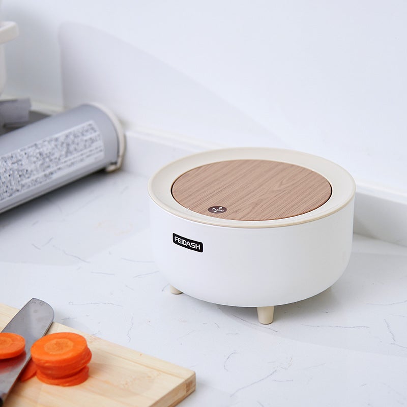 Japanese-style mini desktop trash can simple pressing garbage storage bucket student dormitory bedside table round trash can(Square) - Image 3