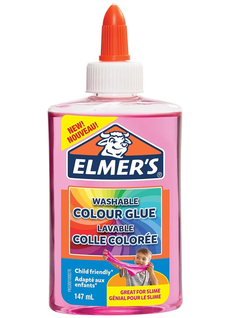 ELMER'S Translucent Colour PVA Glue (Pink) - Pack of 1 | Washable & Child-friendly | Great for Making Arts, Crafts & Slime 147 ml - Image 1