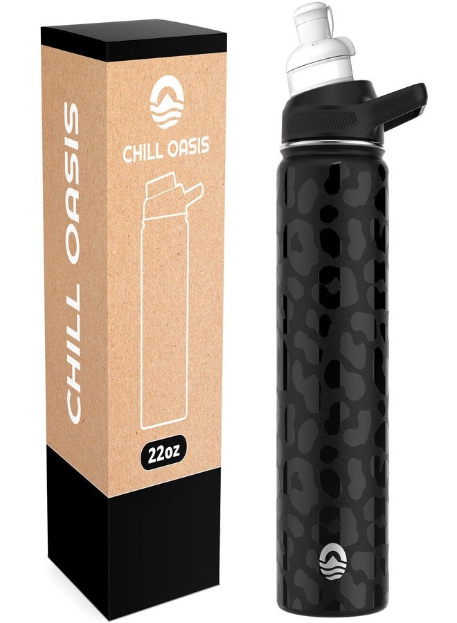 Chill Oasis Water Bottle | Compatible With Popular Flavor Cartridges | BPA Free, Leak Proof, Double-Walled Vacuum Insulated Stainless Steel, and Dishwasher Safe | Cold for 24 Hours (Leopard, 22oz) - Image 1