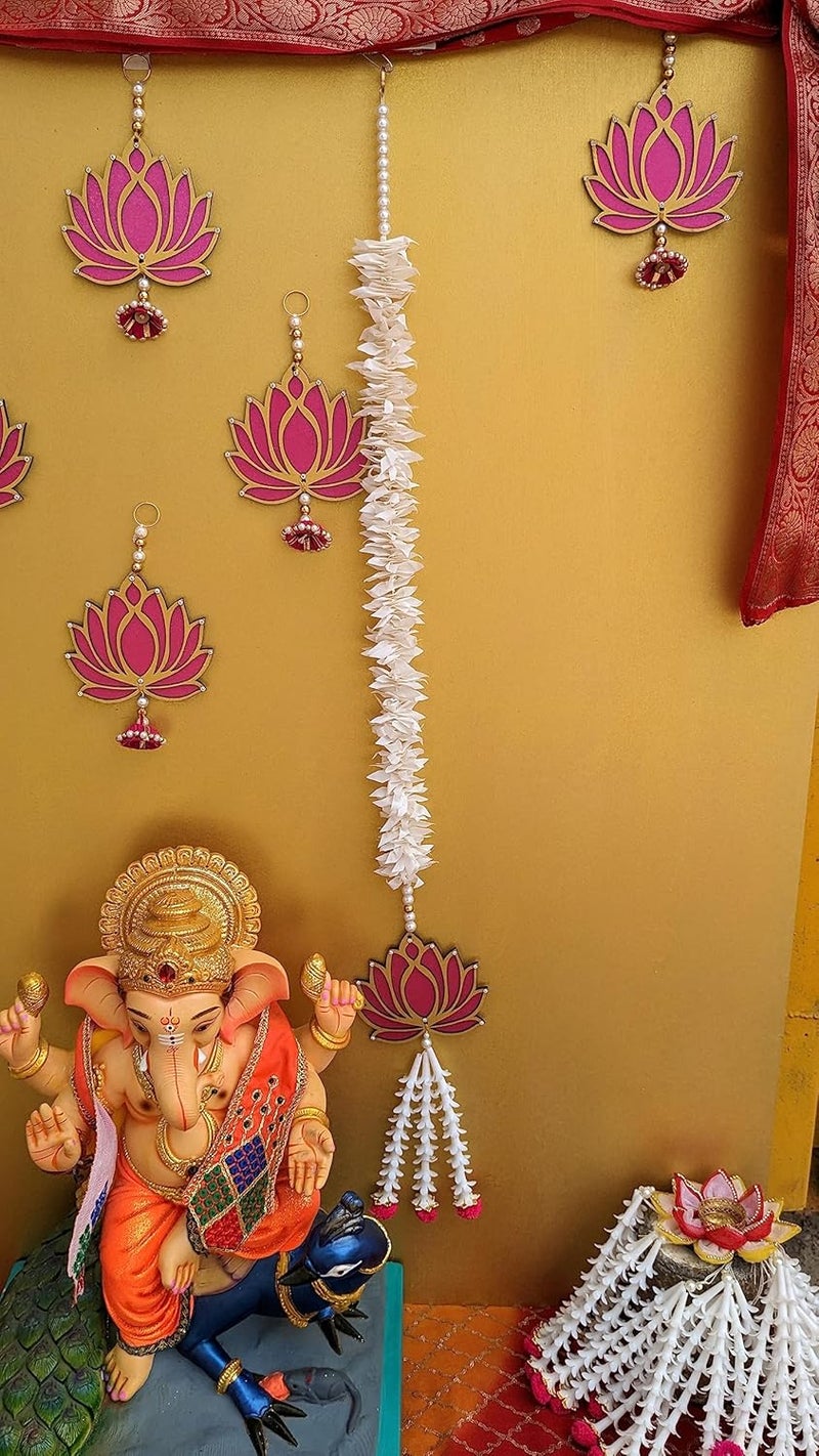 StepsToDo StepsToDo Colorful Wall and Door Hanging Garlands Combo Set with 4 Long Garlands and 12 Hanging Lotus Traditional Handicraft. Festive Home Decoration. Events Decoration. Backdrop. (Large, 2)  - Image 2