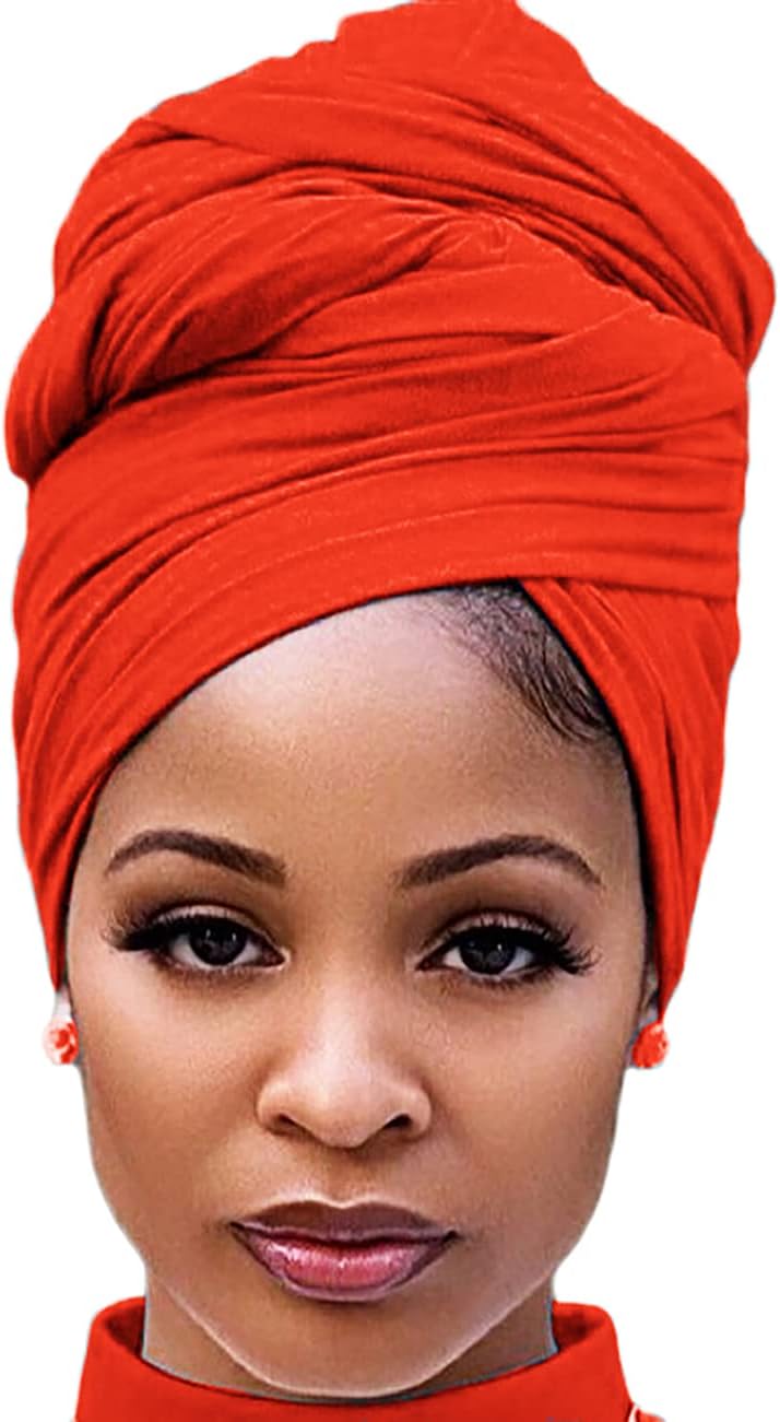 Harewom Head Wraps for Black Women Stretch Head Scarf Long African Hair Wraps Turban Headwraps Jersey Headbands - Image 1